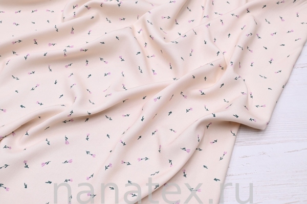 ТКАНЬ ПЛАТЕЛЬНАЯ ВИСКОЗА ТВИЛ 1430/200512 Цветочки на бежевом