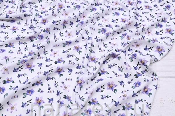 ТКАНЬ ПЛАТЕЛЬНАЯ ШТАПЕЛЬ 1597/200453 Цветочки сирень
