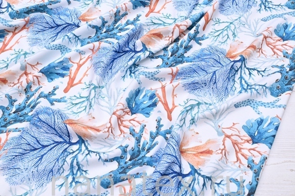 ТКАНЬ ПЛАТЕЛЬНАЯ ВИСКОЗА ТВИЛ 1430/200300 Кораллы бирюза