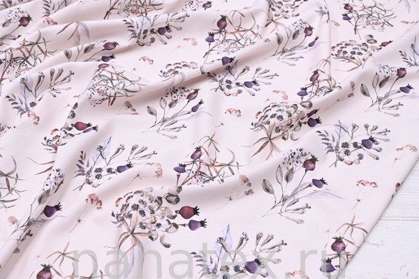 ТКАНЬ ПЛАТЕЛЬНАЯ ВИСКОЗА ТВИЛ 1430/200257 Растительный дизайн на пудре