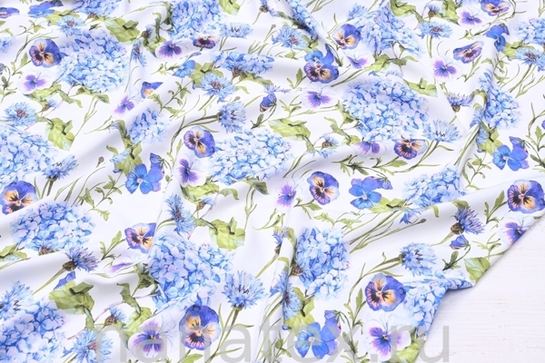 ТКАНЬ ПЛАТЕЛЬНАЯ ШТАПЕЛЬ 1597/200242 Фиалки и гортензии