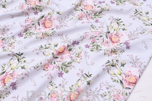 ТКАНЬ ПЛАТЕЛЬНАЯ ШТАПЕЛЬ 1597/200225 Орхидеи на сером