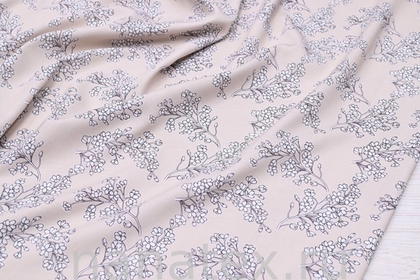 ТКАНЬ ПЛАТЕЛЬНАЯ ВИСКОЗА ТВИЛ 1430/200278 Цветочки св.беж