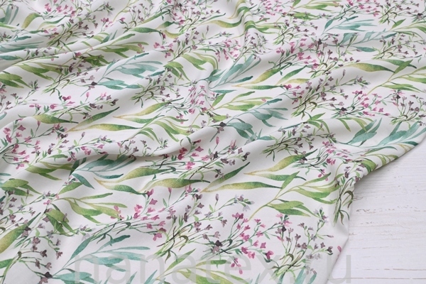 ТКАНЬ ПЛАТЕЛЬНАЯ ВИСКОЗА БАТИСТ 1800/200402 Цветочки и листики