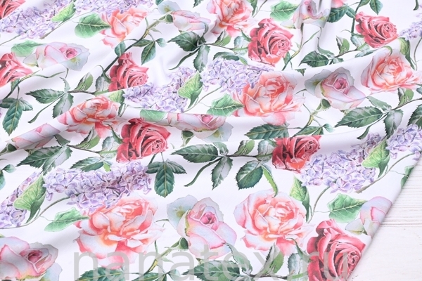 ТКАНЬ ПЛАТЕЛЬНАЯ ШТАПЕЛЬ 1597/200231 Розы и сирень