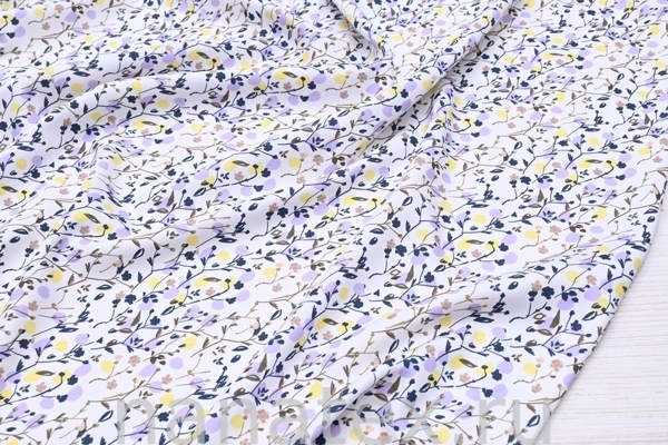 ТКАНЬ ПЛАТЕЛЬНАЯ ВИСКОЗА ТВИЛ 1430/200159 Веточки синие и беж