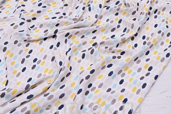 ТКАНЬ ПЛАТЕЛЬНАЯ ШТАПЕЛЬ 1597/200347 Геометрия желтый беж