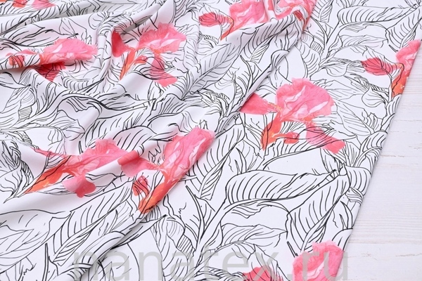 ТКАНЬ ПЛАТЕЛЬНАЯ ВИСКОЗА ТВИЛ 1430/200521 Ирисы розовые