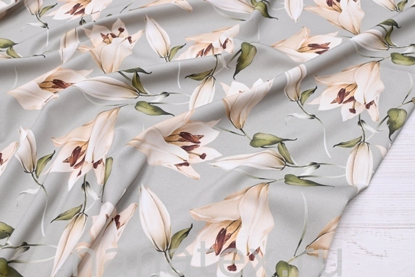 ТКАНЬ ПЛАТЕЛЬНАЯ ВИСКОЗА ТВИЛ 1430/200255 Лилии олива