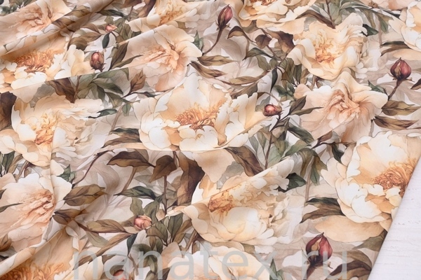 ТКАНЬ ПЛАТЕЛЬНАЯ ВИСКОЗА БАТИСТ 1800/200392 Пионы белые