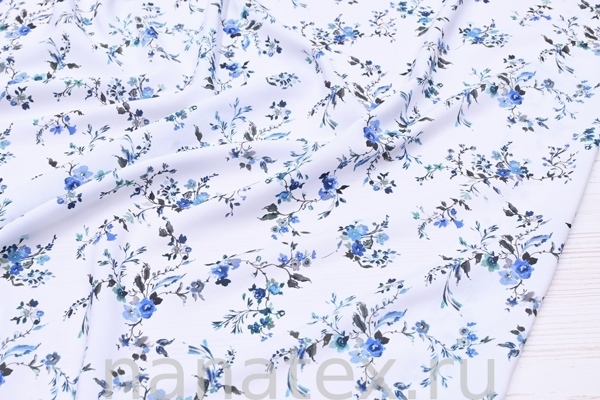 ТКАНЬ ПЛАТЕЛЬНАЯ ШТАПЕЛЬ 1597/200244 Мелкий синий цветочек