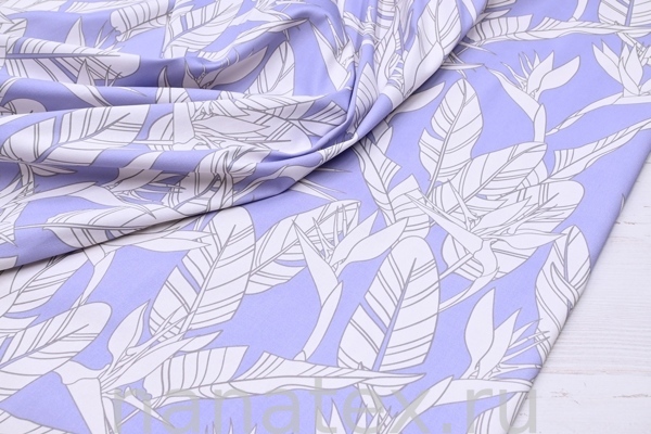 ТКАНЬ ПЛАТЕЛЬНАЯ ХЛОПОК стрейч 6020/200530 Листья сирень