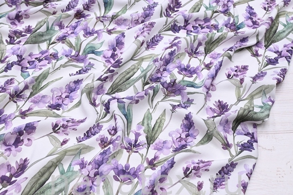 ТКАНЬ ПЛАТЕЛЬНАЯ ШТАПЕЛЬ 1597/200463 Сиреневые цветы