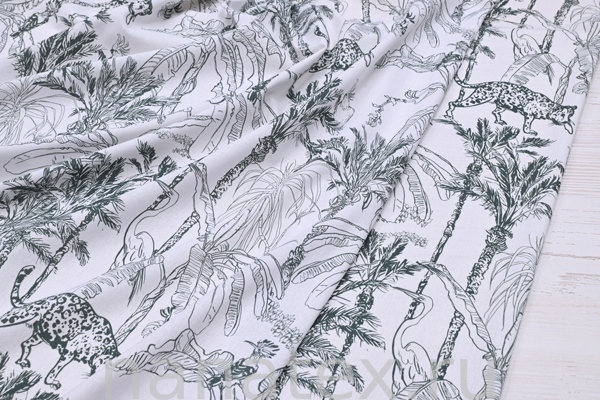 ТКАНЬ ПЛАТЕЛЬНАЯ ЛЁН ВИСКОЗА 6104/200421 Тропики т.зеленый