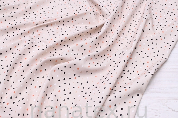 ТКАНЬ ПЛАТЕЛЬНАЯ ВИСКОЗА ТВИЛ 1430/200178 Горошек на св.бежевом