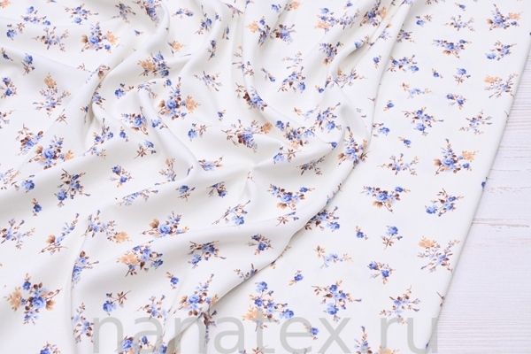 ТКАНЬ ПЛАТЕЛЬНАЯ ВИСКОЗА ТВИЛ 1430/200517 Розочки голубые