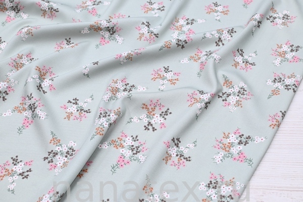 ТКАНЬ ПЛАТЕЛЬНАЯ ВИСКОЗА ТВИЛ 1430/200280 Цветочки на мятном