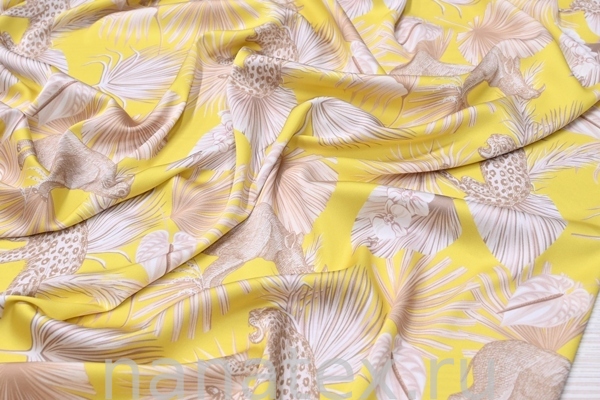 ТКАНЬ ПЛАТЕЛЬНАЯ ШЕЛК искусственный 8570/100506 Сафари желтый с бежевым