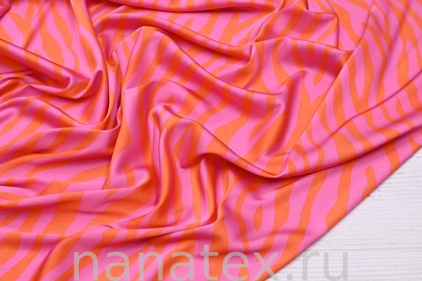 ТКАНЬ ПЛАТЕЛЬНАЯ ШЕЛК искусственный 8570/100617 Зебра фуксия оранж