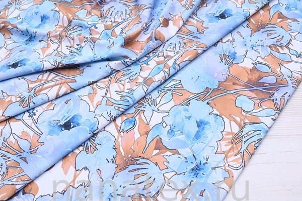 ТКАНЬ ПЛАТЕЛЬНАЯ ХЛОПОК стрейч 6020/200322 голубой беж