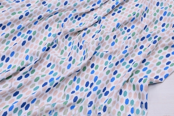 ТКАНЬ ПЛАТЕЛЬНАЯ ШТАПЕЛЬ 1597/200348 Геометрия синий зеленый