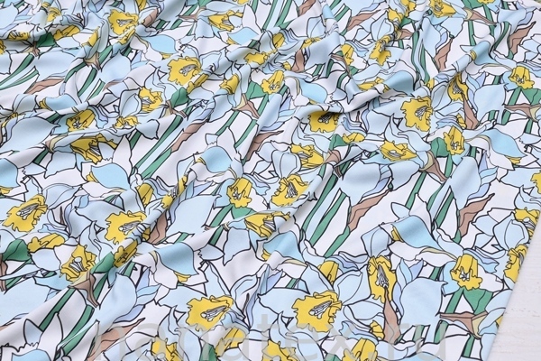 ТКАНЬ ПЛАТЕЛЬНАЯ ВИСКОЗА САТИН стрейч 1330/200335 Нарциссы