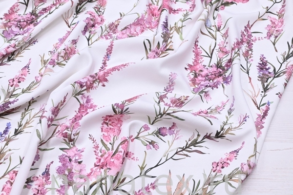 ТКАНЬ ПЛАТЕЛЬНАЯ ВИСКОЗА ТВИЛ 1430/200432 Розовые веточки