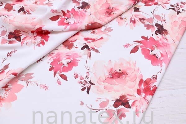 ТКАНЬ ПЛАТЕЛЬНАЯ ВИСКОЗА ТВИЛ 1430/200525 Розовые цветы