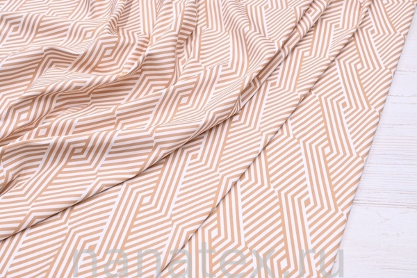 ТКАНЬ ПЛАТЕЛЬНАЯ ХЛОПОК стрейч 6020/200377 Бежевые ромбы