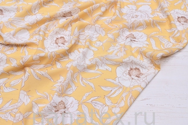 ТКАНЬ ПЛАТЕЛЬНАЯ ВИСКОЗА БАТИСТ 1800/200129 Цветы на желтом
