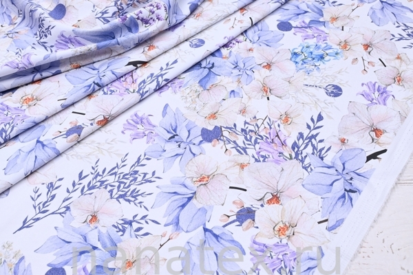 ТКАНЬ ПЛАТЕЛЬНАЯ ХЛОПОК стрейч 6020/200224 Сиреневые цветы