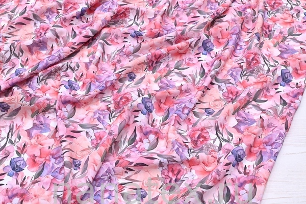 ТКАНЬ ПЛАТЕЛЬНАЯ ШТАПЕЛЬ 1597/200308 Розовая акварель