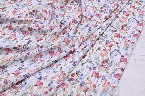 ТКАНЬ ПЛАТЕЛЬНАЯ ЛЁН ВИСКОЗА 6104/200419 Акварель розовая с голубым