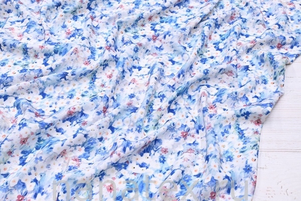 ТКАНЬ ПЛАТЕЛЬНАЯ ШТАПЕЛЬ 1597/200455 Голубая акварель