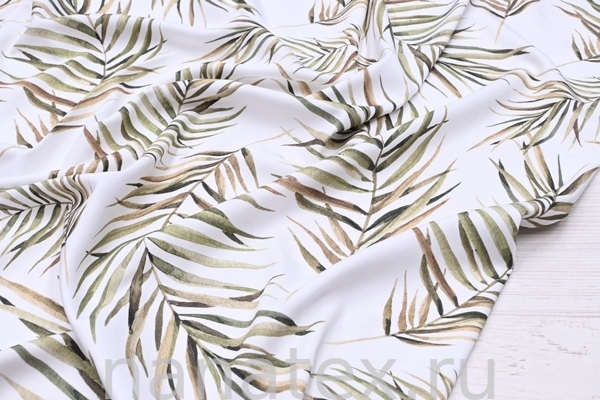 ТКАНЬ ПЛАТЕЛЬНАЯ ВИСКОЗА ТВИЛ 1430/200156 Листья олива с беж