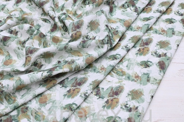 ТКАНЬ ПЛАТЕЛЬНАЯ ЛЁН ВИСКОЗА 6104/200420 Абстракция зеленая