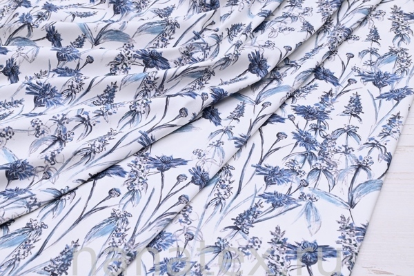 ТКАНЬ ПЛАТЕЛЬНАЯ ХЛОПОК стрейч 6020/200370 Васильки