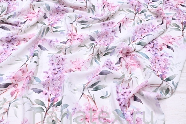 ТКАНЬ ПЛАТЕЛЬНАЯ ВИСКОЗА БАТИСТ 1800/200404 Розовые гроздья