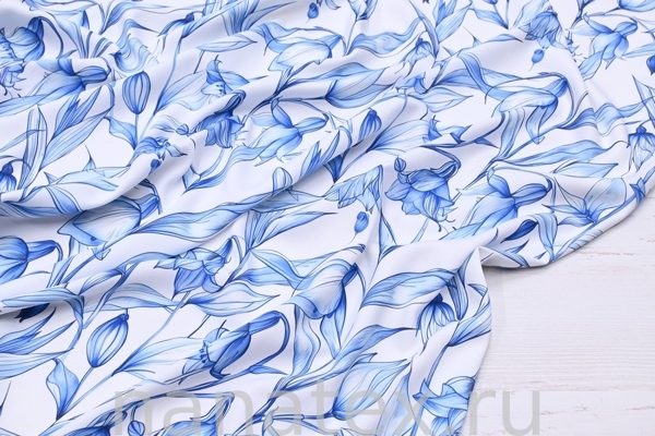 ТКАНЬ ПЛАТЕЛЬНАЯ ВИСКОЗА ТВИЛ 1430/200508 Синие колокольчики