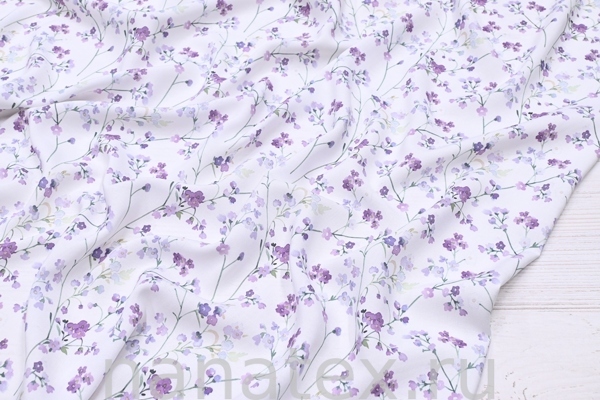 ТКАНЬ ПЛАТЕЛЬНАЯ ШТАПЕЛЬ 1597/200464 Сиреневые цветочки