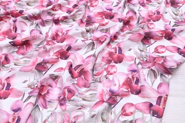 ТКАНЬ ПЛАТЕЛЬНАЯ ВИСКОЗА ТВИЛ 1430/200442 Орхидеи фуксия