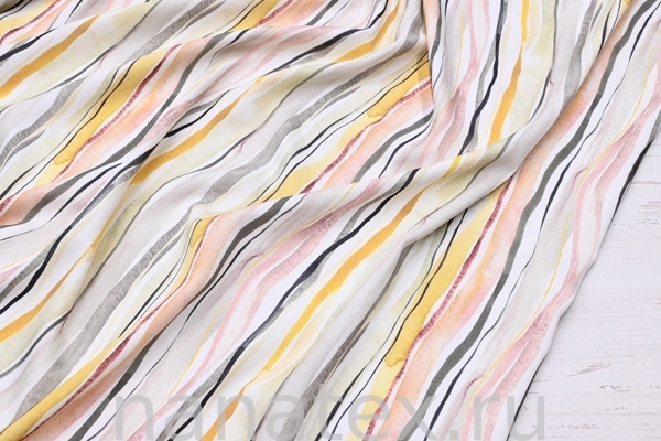 ТКАНЬ ПЛАТЕЛЬНАЯ ВИСКОЗА ТВИЛ 1430/200426 Полосы акварель