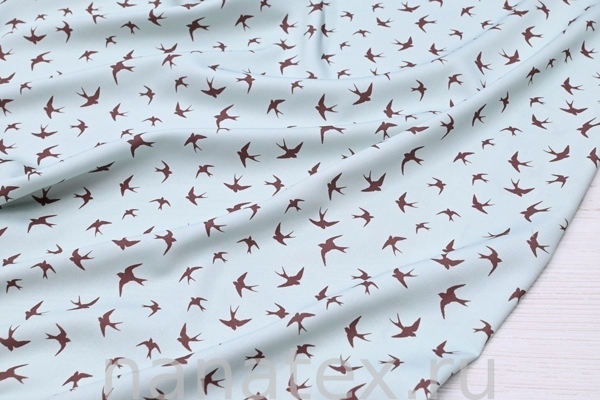 ТКАНЬ ПЛАТЕЛЬНАЯ ВИСКОЗА ТВИЛ 1430/200284 Птички бирюза