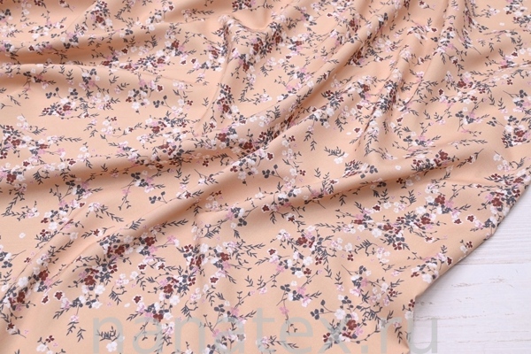 ТКАНЬ ПЛАТЕЛЬНАЯ ШТАПЕЛЬ 1597/200249 Мелкий цветочек беж