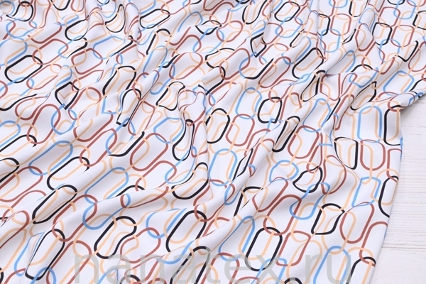 ТКАНЬ ПЛАТЕЛЬНАЯ ВИСКОЗА ТВИЛ 1430/200439 Овалы беж с голубым