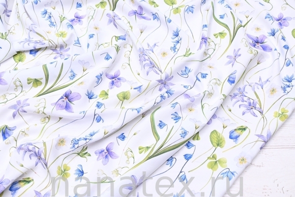 ТКАНЬ ПЛАТЕЛЬНАЯ ШТАПЕЛЬ 1597/200243 Фиалки и ландыши