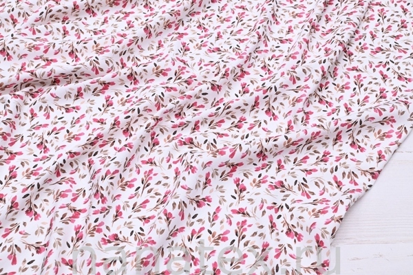 ТКАНЬ ПЛАТЕЛЬНАЯ ВИСКОЗА ТВИЛ 1430/200291 Бутончики фуксия с коричневым