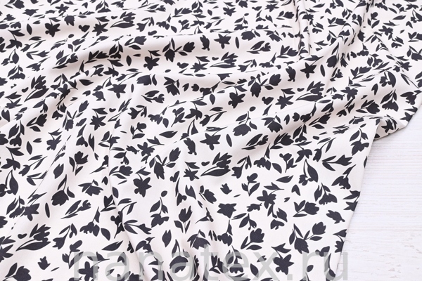 ТКАНЬ ПЛАТЕЛЬНАЯ ВИСКОЗА ТВИЛ 1430/200263 Черные цветочки на беж