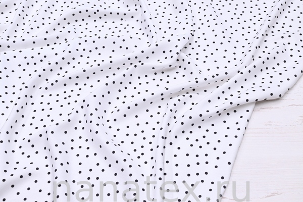 ТКАНЬ ПЛАТЕЛЬНАЯ ВИСКОЗА ТВИЛ 1430/200334 Горошек черный на белом