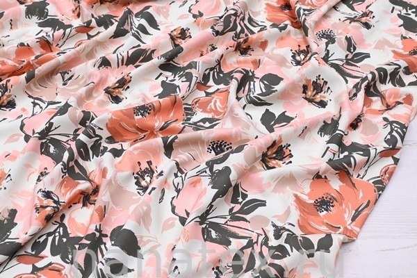 ТКАНЬ ПЛАТЕЛЬНАЯ ВИСКОЗА ТВИЛ 1430/200514 Розы хаки беж